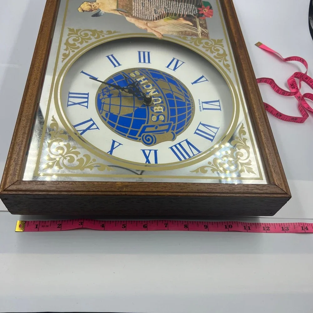 Vintage George Nathan Religious Footprints In The Sand Mirrored‎ Clock Untested